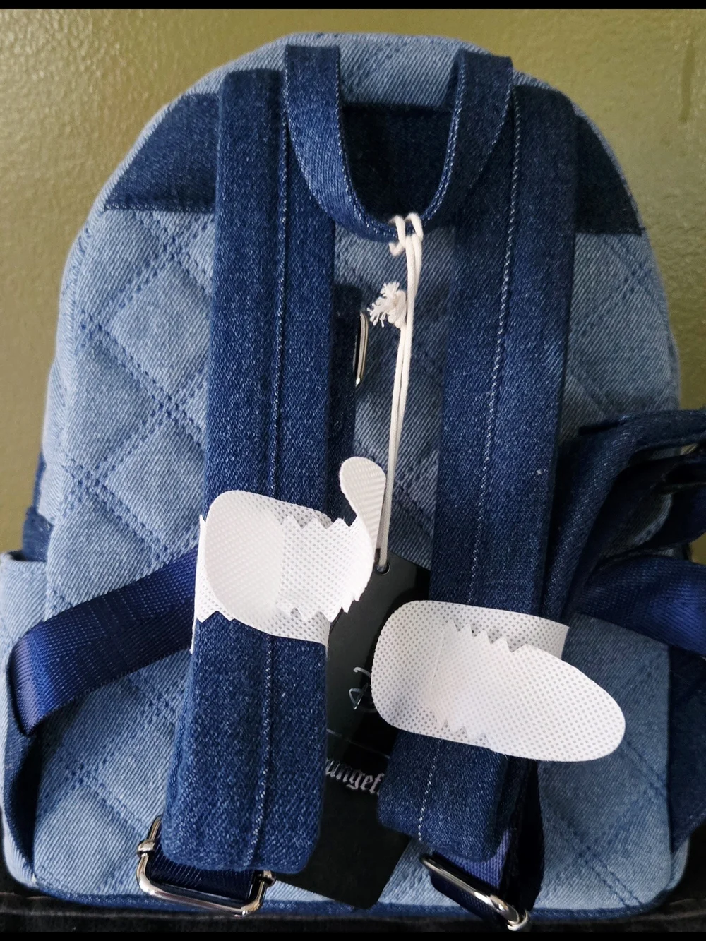 Loungefly Denim Mini Backpack - Light Blue with Navy Plaque
